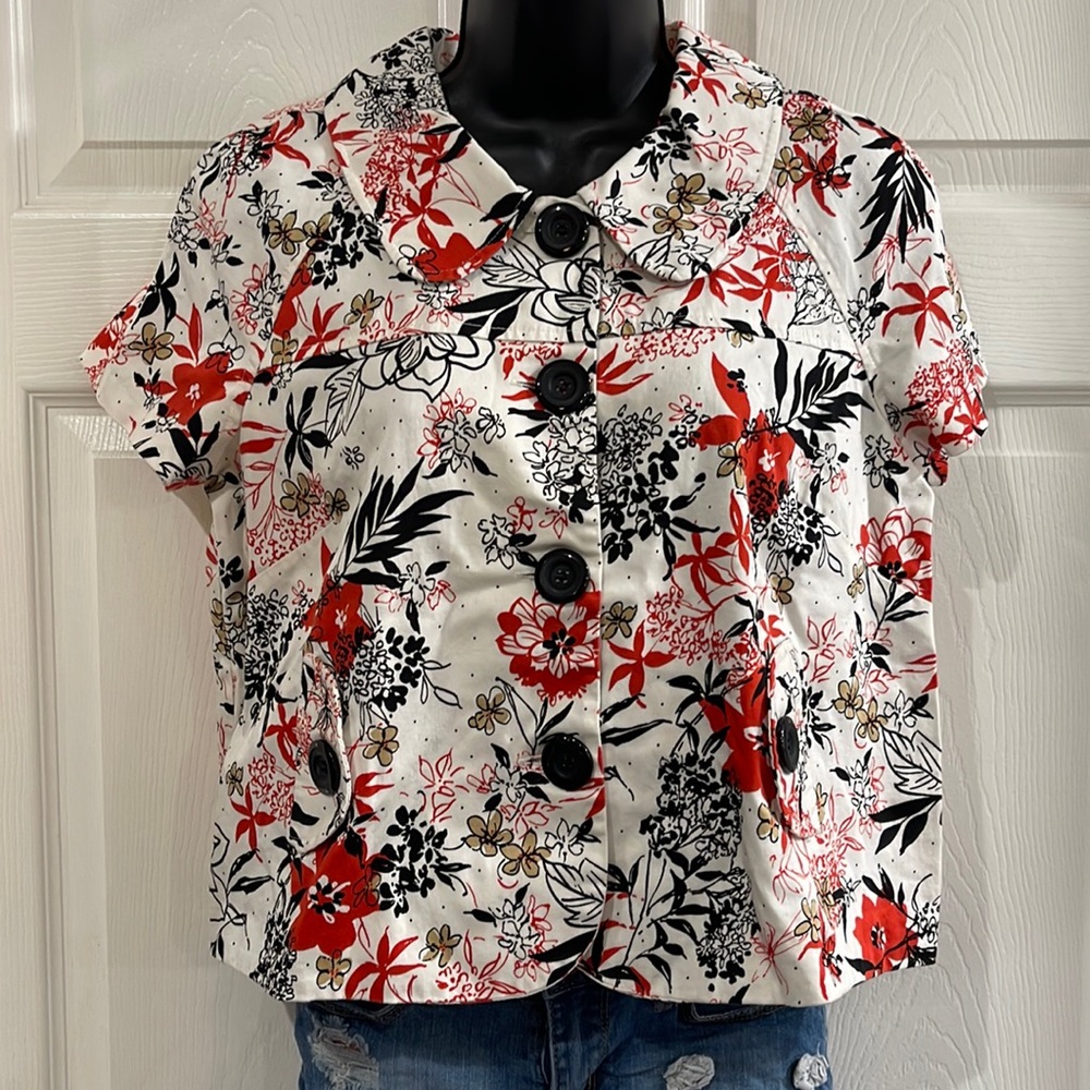 White, Red, and Black Top